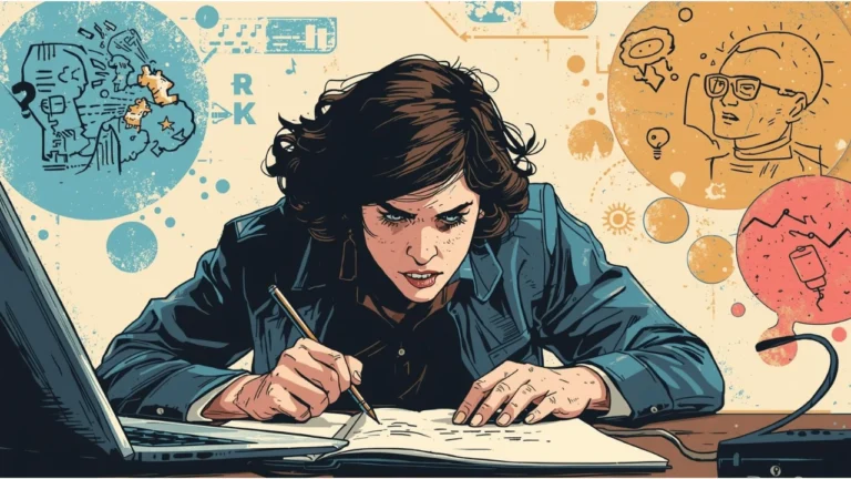 A woman writing which actions speak louder than words reflecting