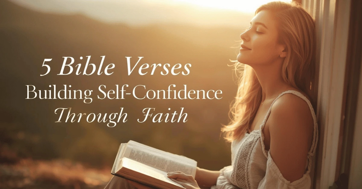 A peaceful woman reading the Bible at sunrise, feeling confident and strengthened through faith in God.