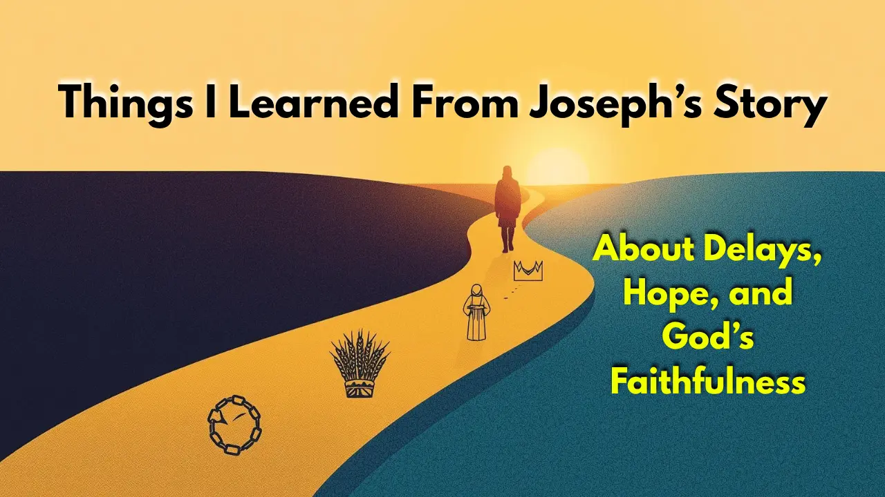 Silhouette of Joseph walking through shifting landscapes — from pit to palace — symbolizing faith through adversity