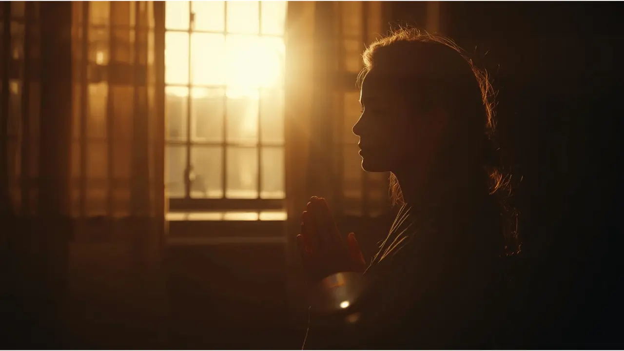 Person praying in morning light, symbolizing renewal of love and spiritual connection with God