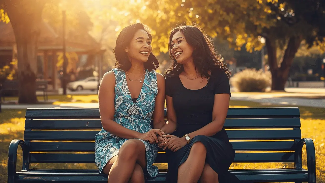 Two sisters laughing together outdoors, symbolizing loyal friendship and godly love