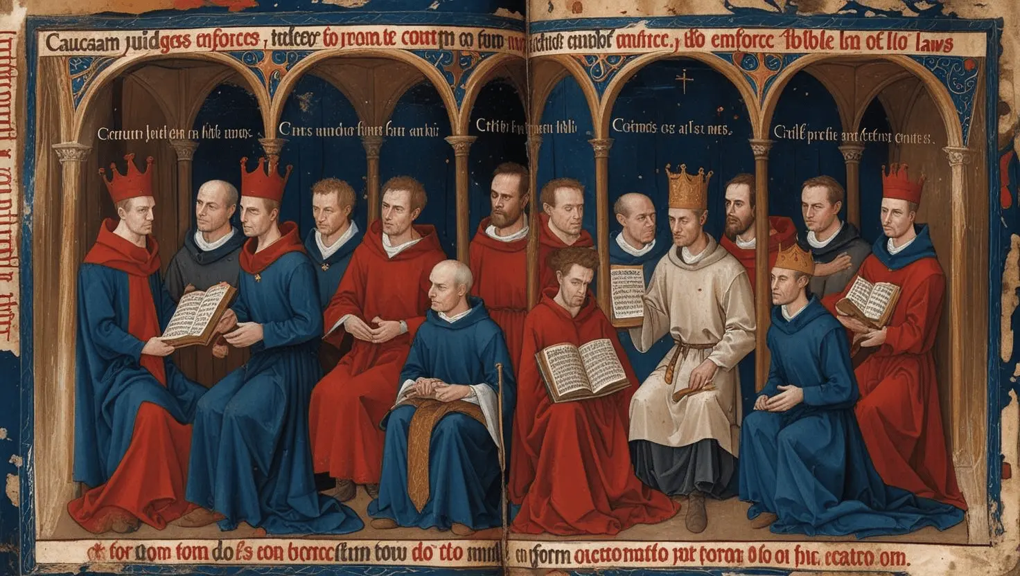 Medieval manuscript showing religious law codes
