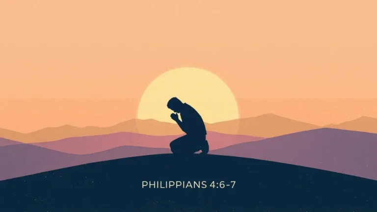 a person praying peacefully at sunrise, symbolizing calm and trust in God