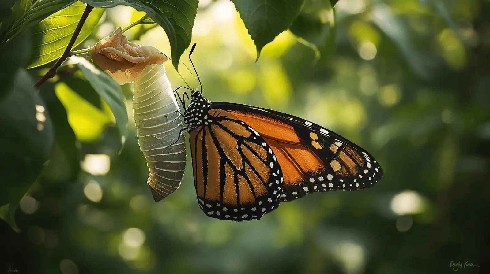 A butterfly emerging from a cocoon symbolizing regeneration and new birth in Christ