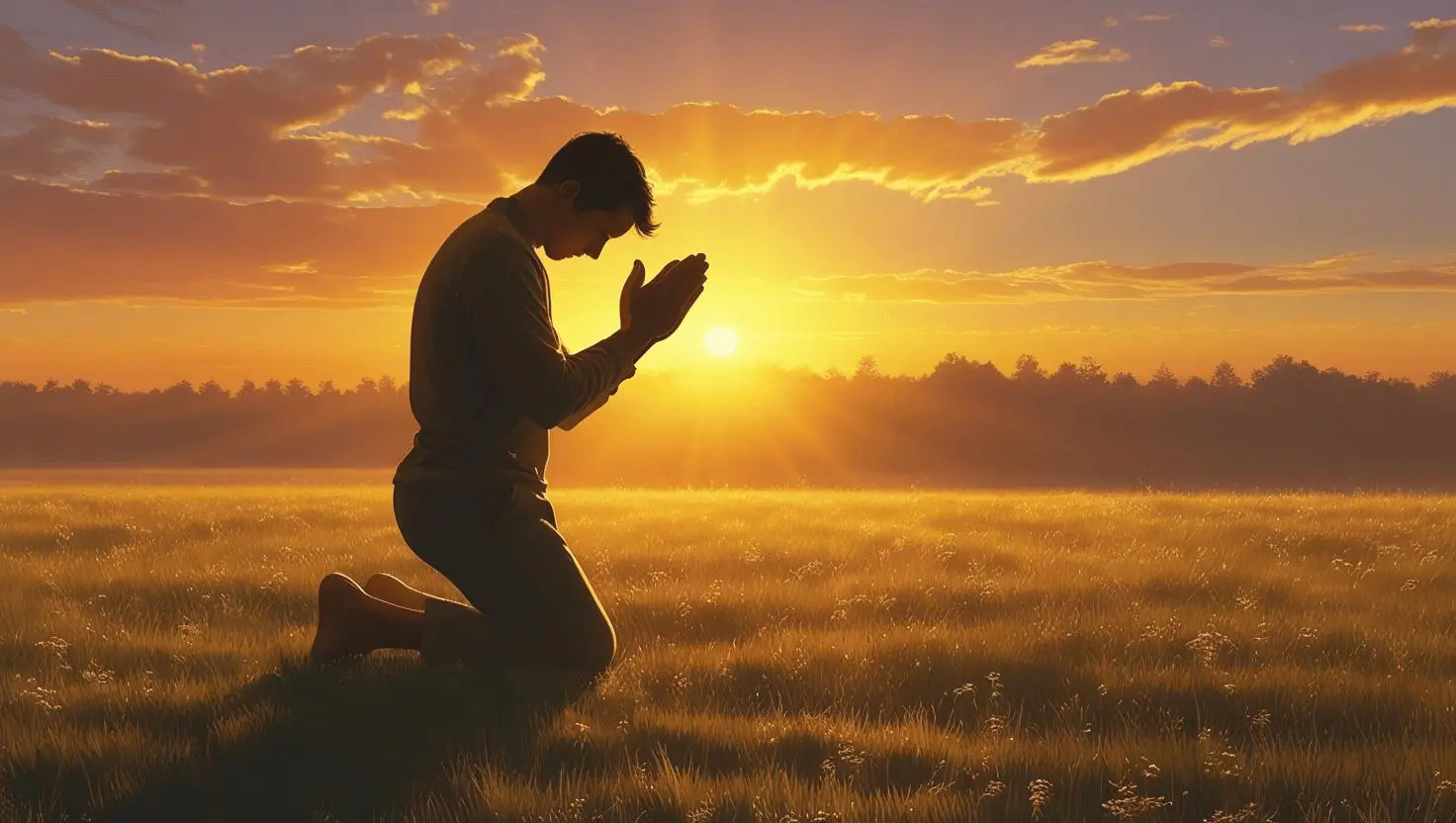 Born again Christian praying in repentance and seeking God’s forgiveness