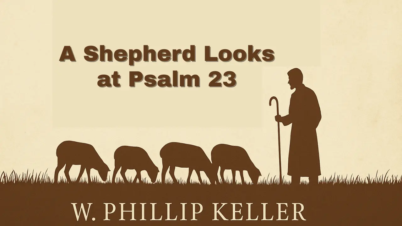 Feature image showing a shepherd with his flock, inspired by W. Phillip Keller’s “A Shepherd Looks at Psalm 23,” symbolizing faith, guidance, and peace