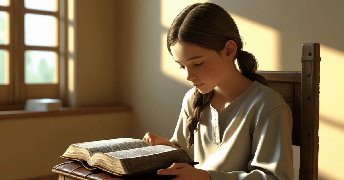 Teen girl reading the Bible for encouragement and strength
