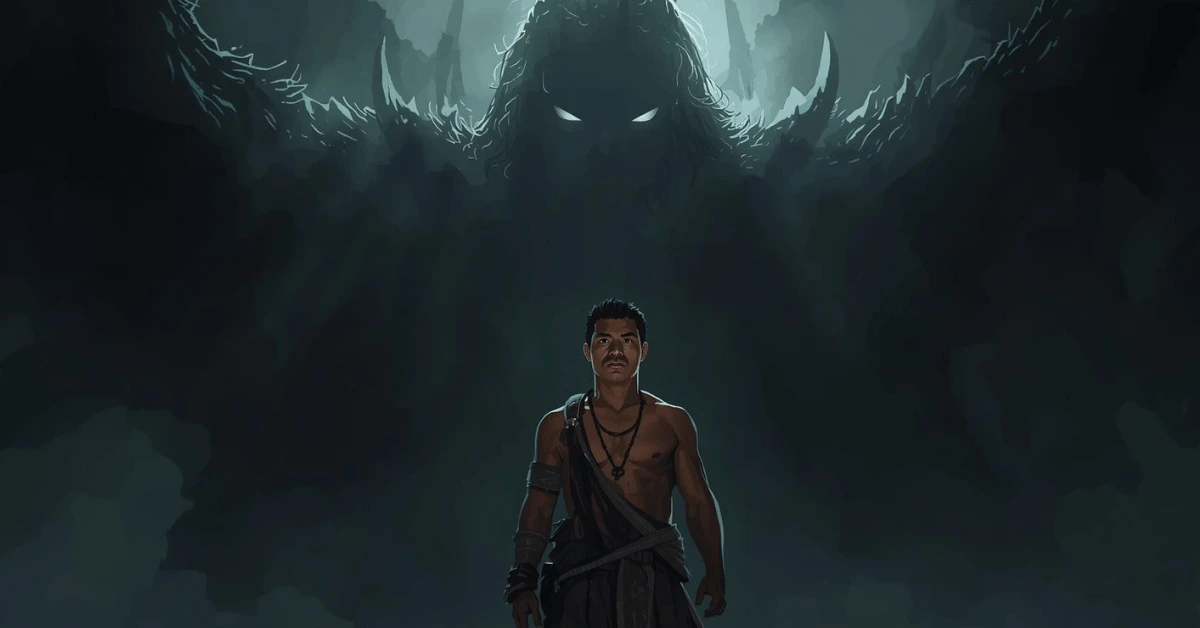 A symbolic image of a small person facing a towering shadow labelled “Fear, Debt, Anxiety