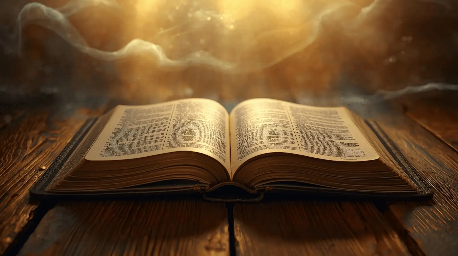 An open Bible with streams of light flowing upward, symbolizing God’s righteousness