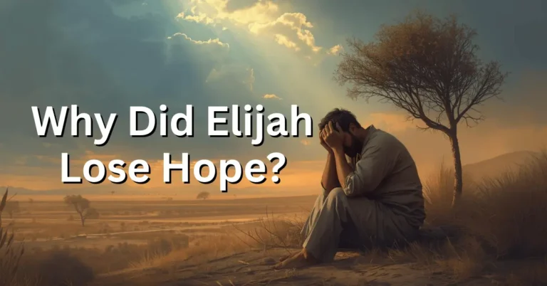 Prophet Elijah sitting under a desert tree looking discouraged, symbolizing despair and renewal in the Bible