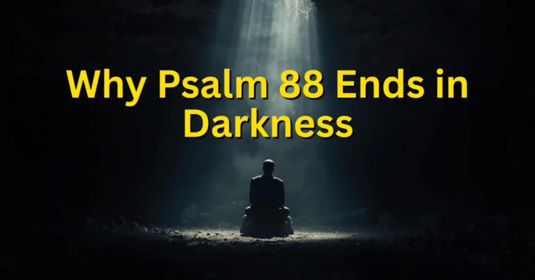 A solitary figure sitting in the shadows with faint light breaking through in the distance, symbolizing the unresolved darkness of Psalm 88