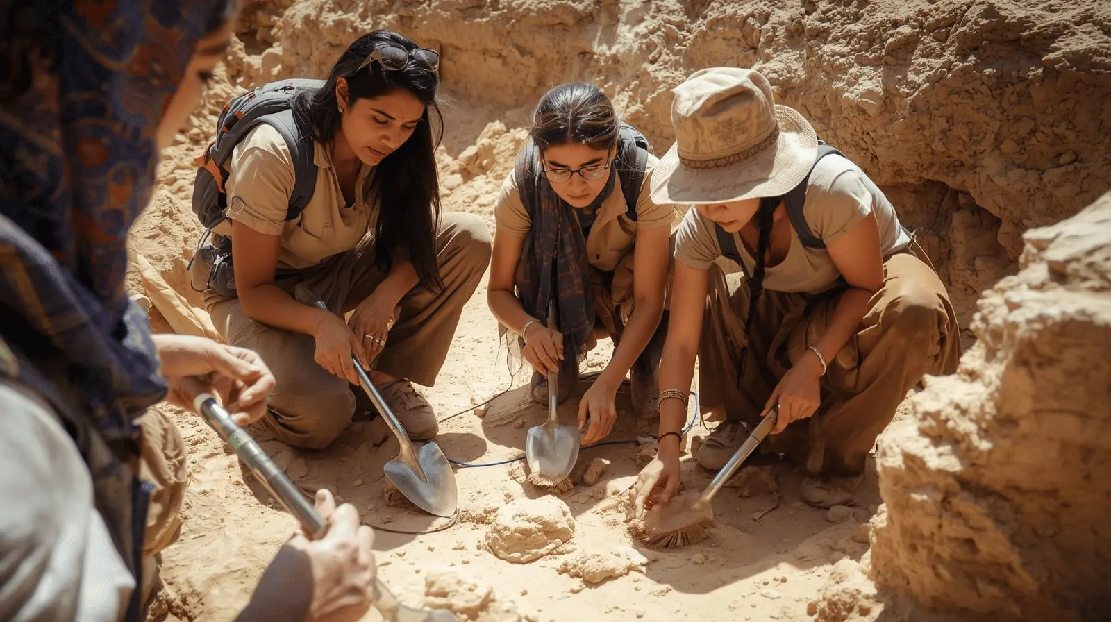 Archaeologists excavating ancient ruins in Jerusalem