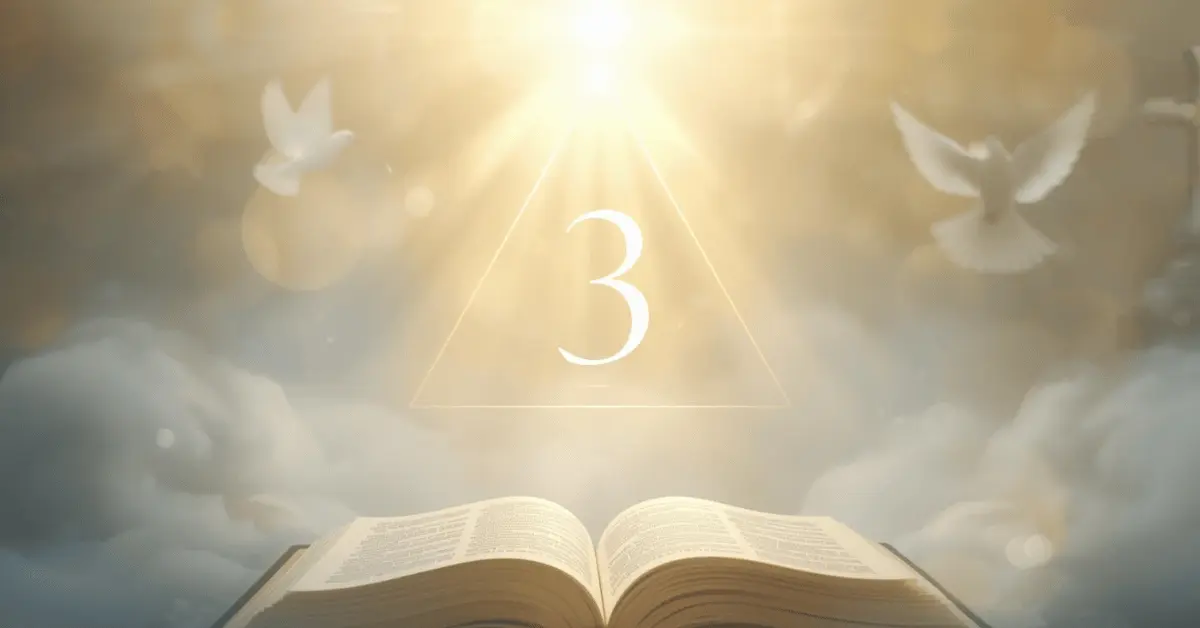 Symbolic illustration of the biblical number 3 with the Holy Trinity representing divine completeness and unity