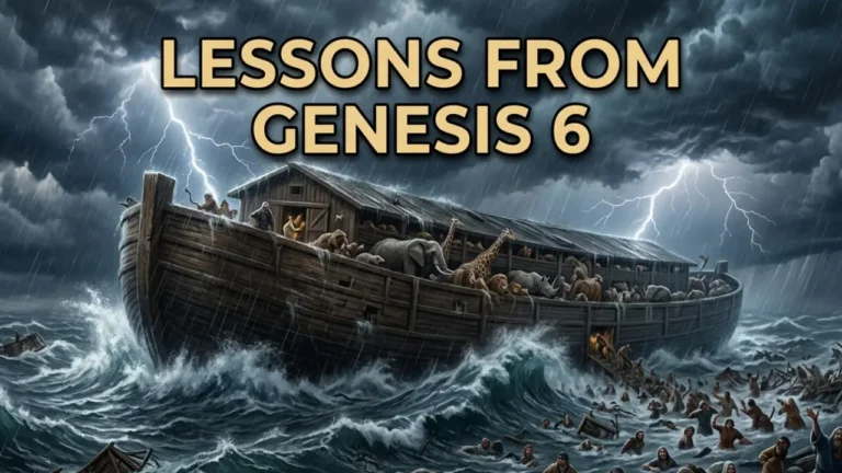 Noah’s ark and storm clouds representing Genesis 6