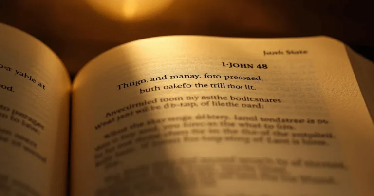 Open Bible with highlighted verse 1 John 4:8 God is love