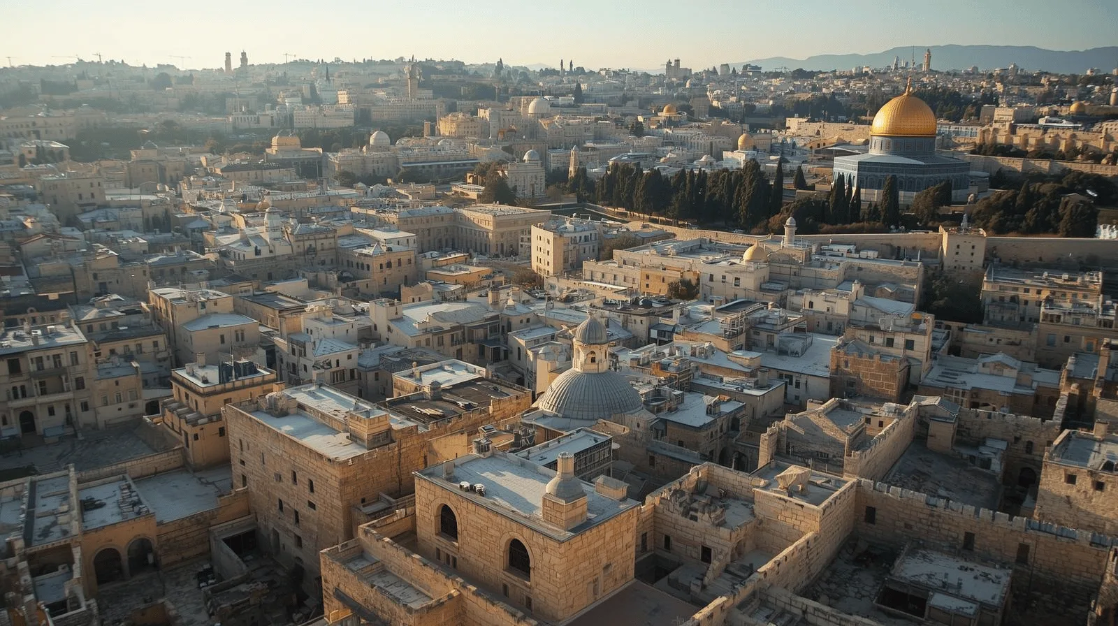 Aerial view of Jerusalem’s Old City and Western Wall
