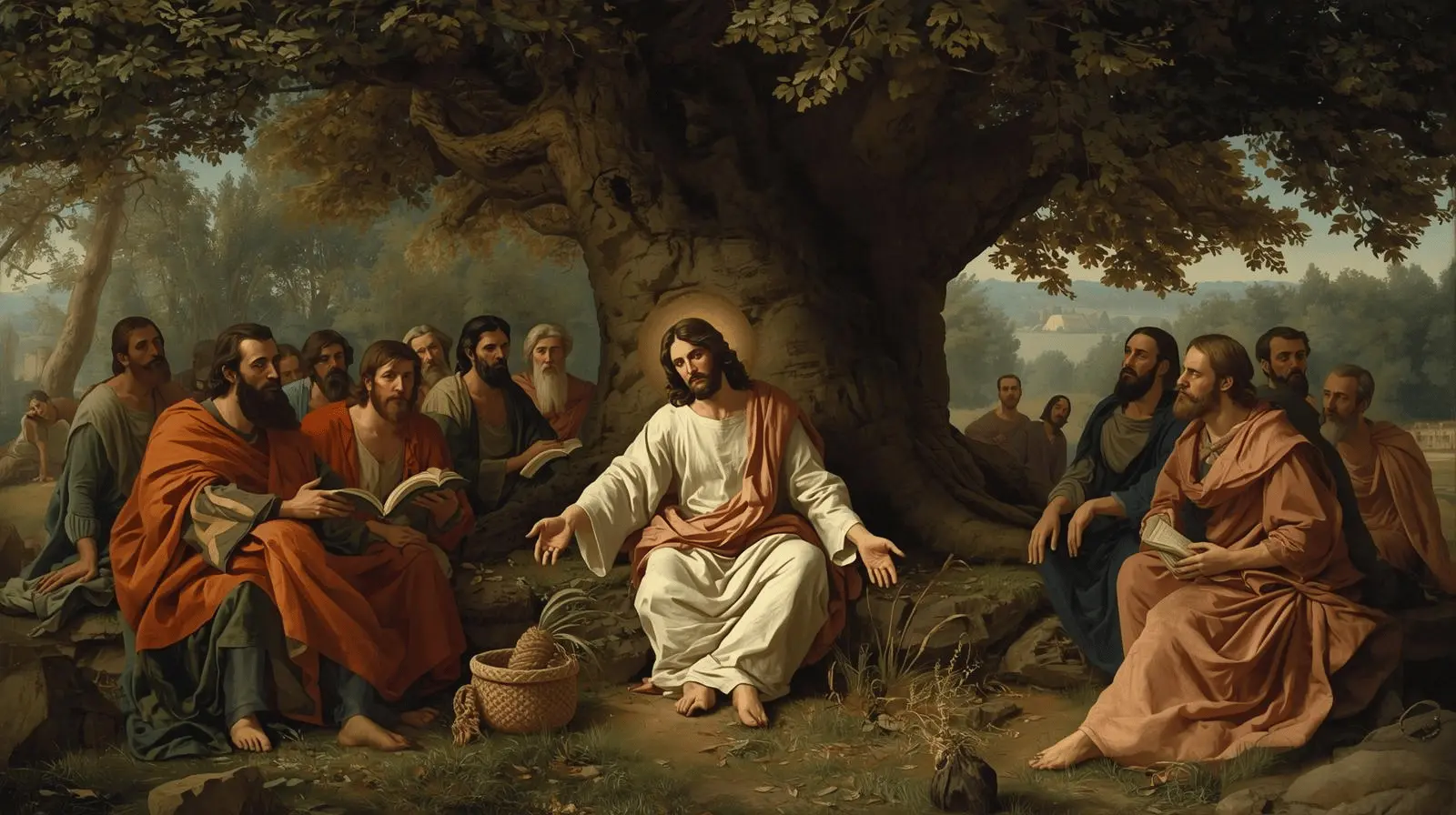Jesus teaching peace to His disciples during troubled times