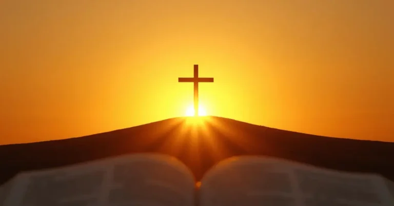 Biblical love stronger than death – cross and sunrise symbolizing eternal hope in Christ