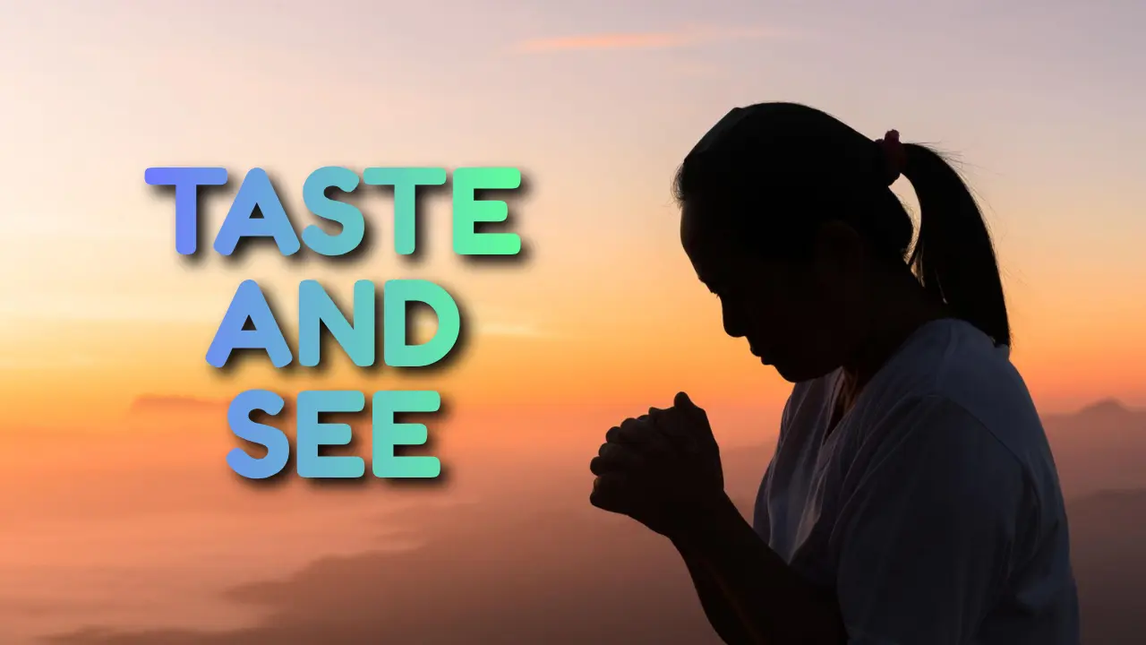 Person praying peacefully representing experiencing God’s goodness in Psalm 34:8