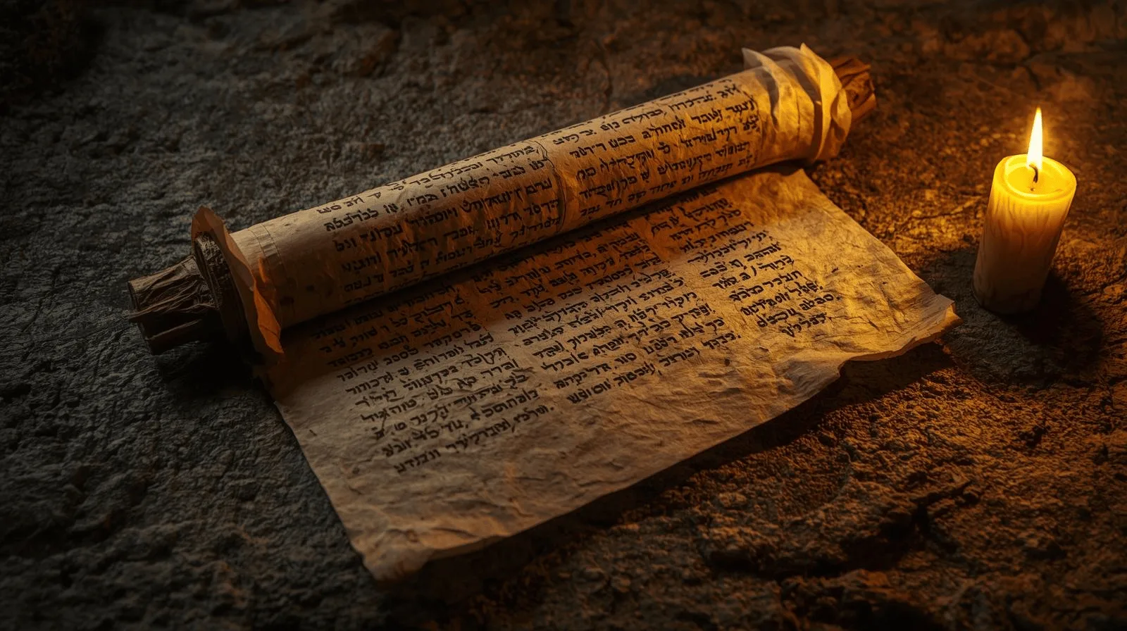 Ancient scroll with Hebrew text representing the Psalms