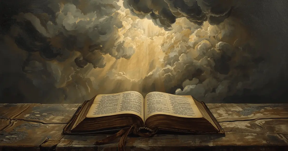 Illustration of biblical prophecy showing end times signs with scripture references
