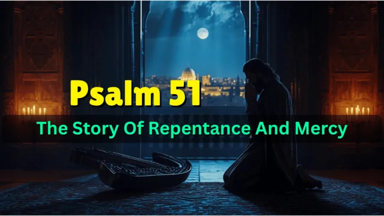 King David praying in repentance after his sin with Bathsheba, symbolizing Psalm 51 and God’s mercy