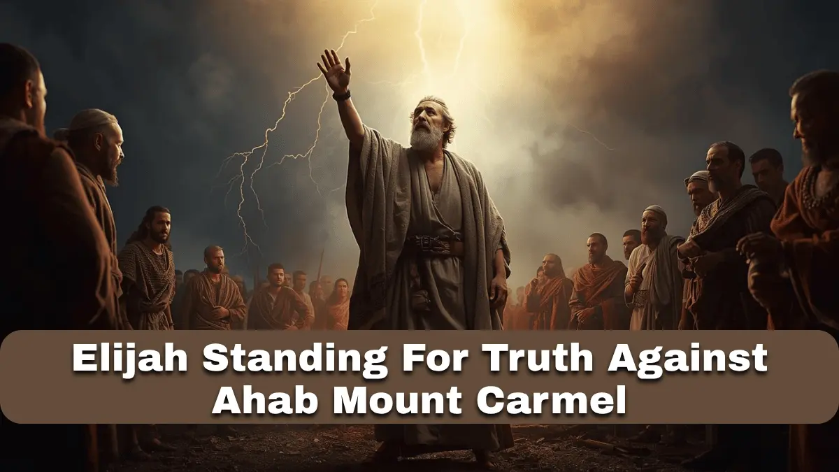 Prophet Elijah boldly standing before King Ahab on Mount Carmel, symbolizing moral courage and standing for truth in a culture of compromise