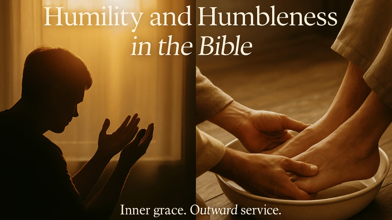 image of prayer and foot washing symbolizing biblical humility and humbleness