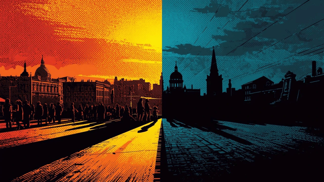 Symbolic image of a once-prosperous city fading into darkness, representing the moral decline of Sodom