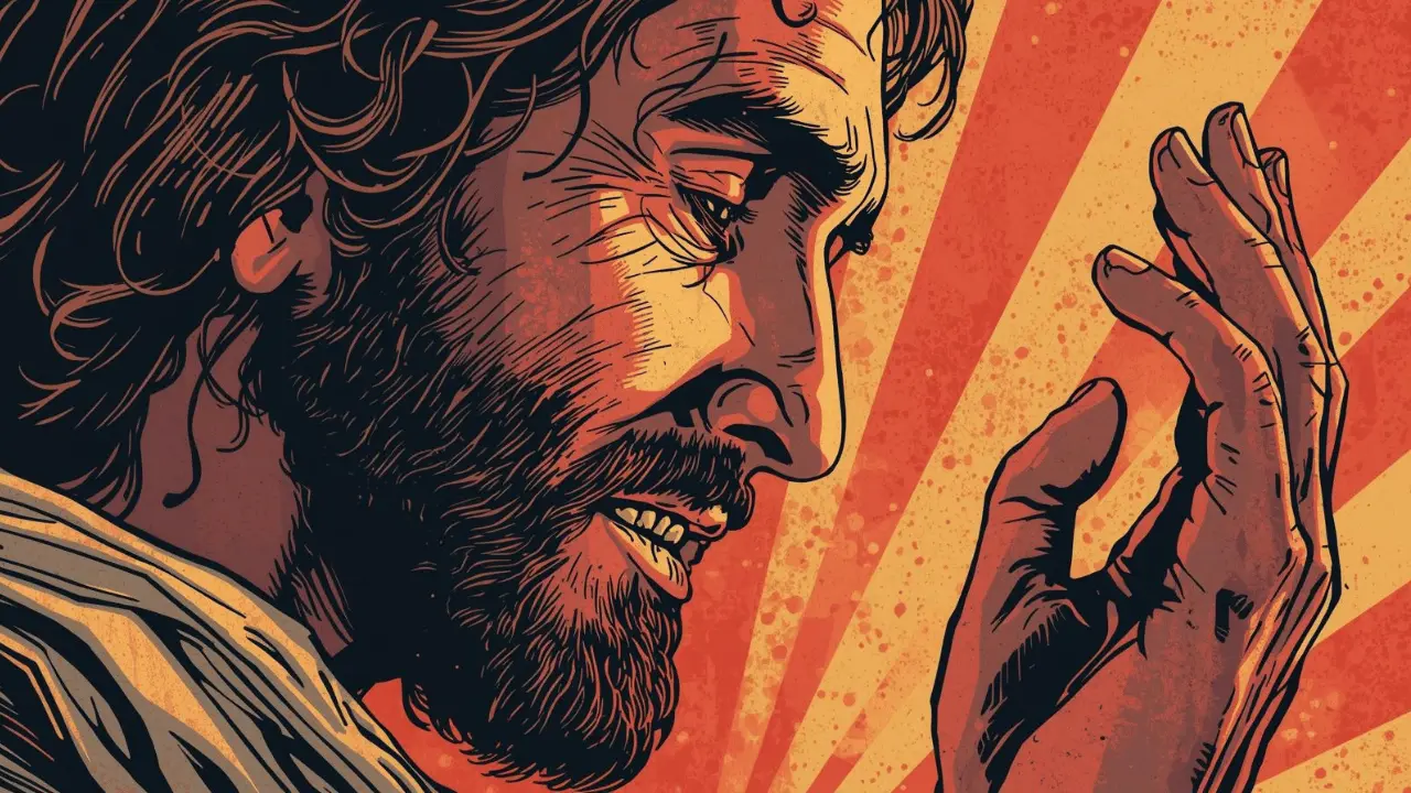 A nobleman urgently pleading with Jesus to heal his dying son
