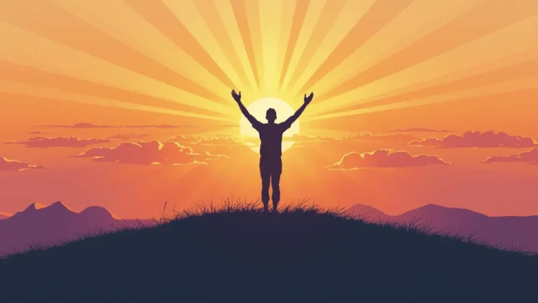 a person raising hands in worship under a sunrise sky, symbolizing praise to God.