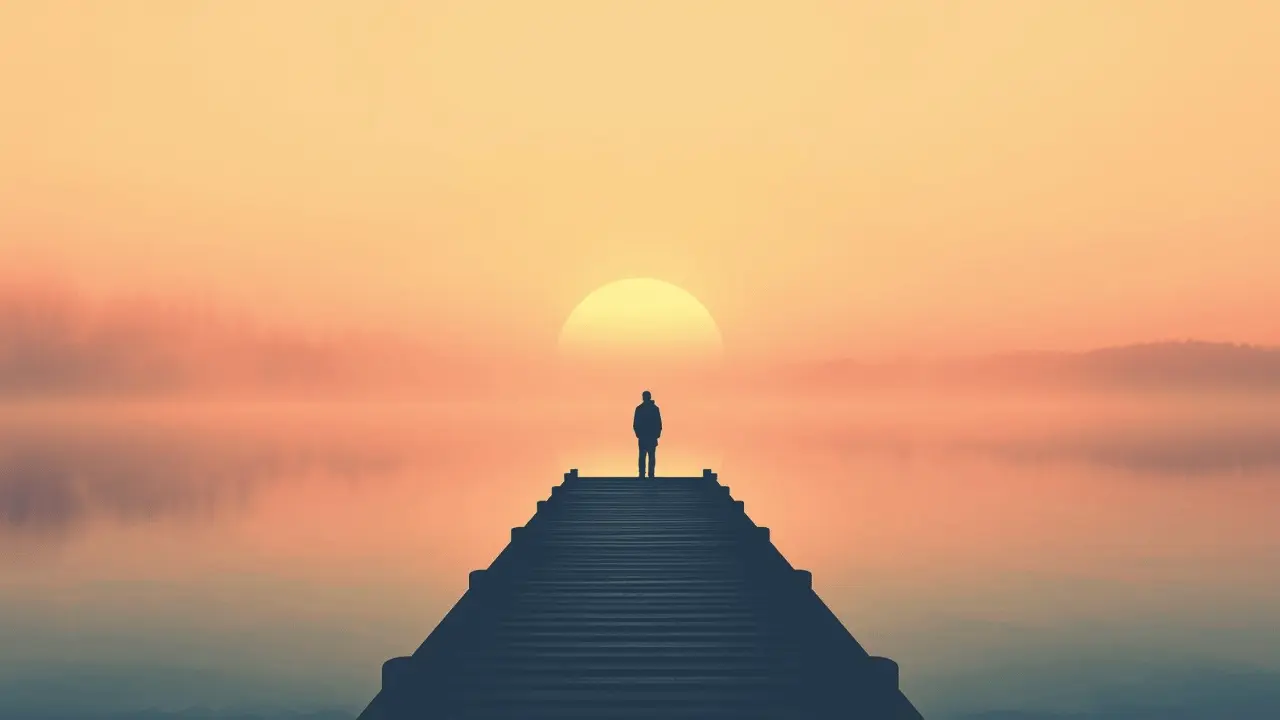 A peaceful sunrise over calm water symbolizing inner transformation during stillness and spiritual growth