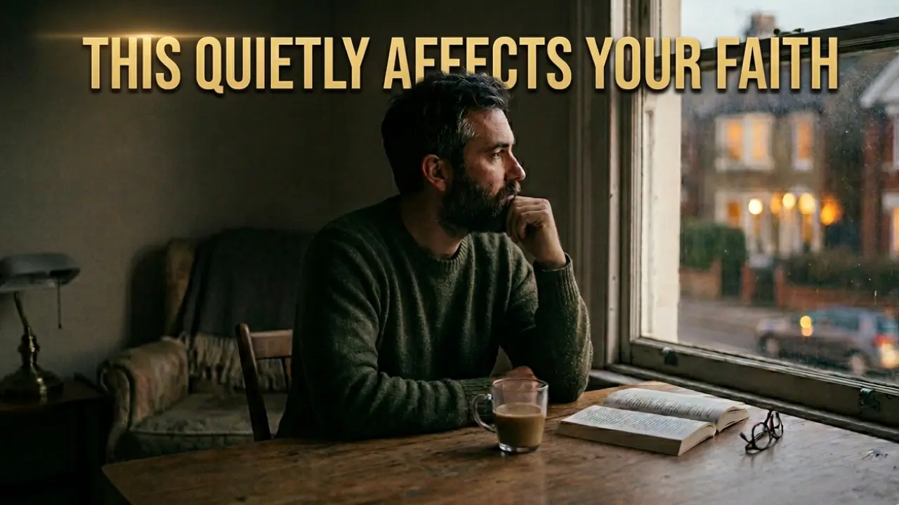 A person sitting alone in a quiet room, reflecting during a moment of feeling distant from God.