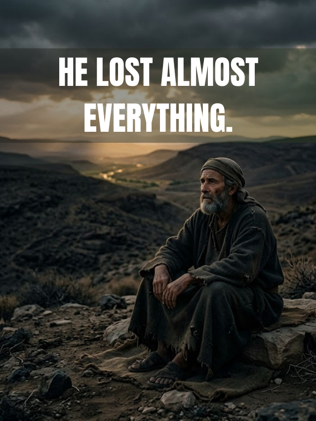 Job sitting in a quiet, desolate place at dusk, reflecting grief, endurance, and a fragile sense of hope