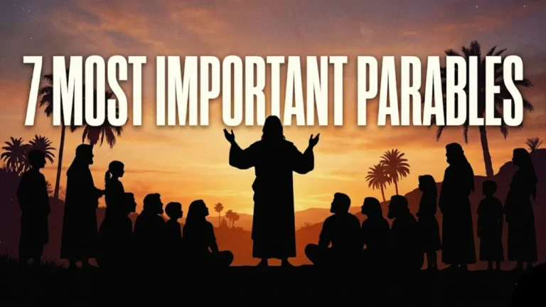 digital illustration featuring a dark silhouette of Jesus standing with arms outstretched, teaching a diverse group of seated listeners