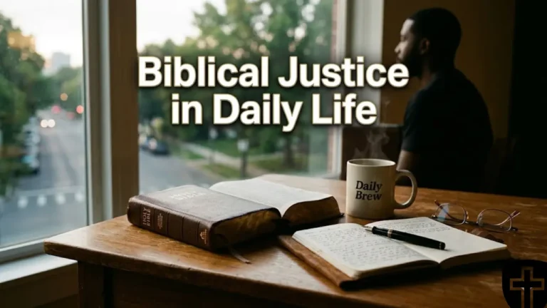 Open Bible on desk representing biblical justice in everyday Christian living