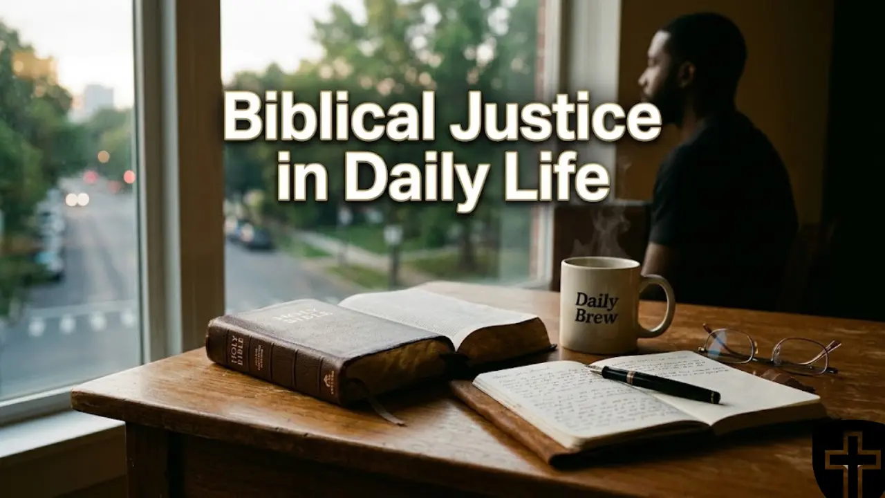 Open Bible on desk representing biblical justice in everyday Christian living