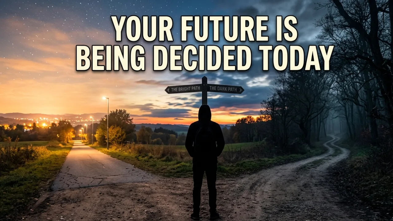 Person standing at a crossroads symbolizing daily choices that shape the future