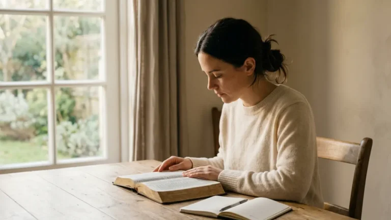 Christian fasting and prayer with open Bible and quiet reflection