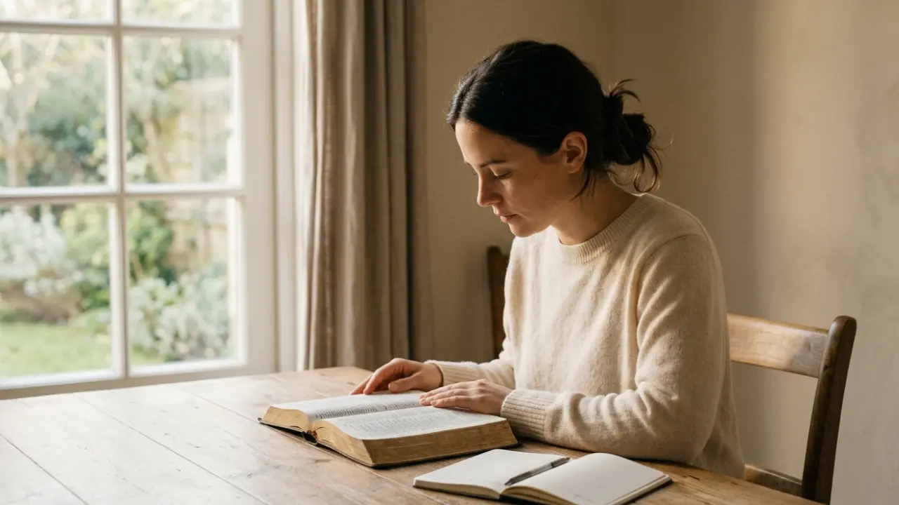 Christian fasting and prayer with open Bible and quiet reflection