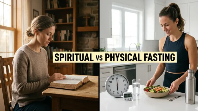 Christian fasting with Bible and prayer compared to intermittent fasting with meal timing and health focus