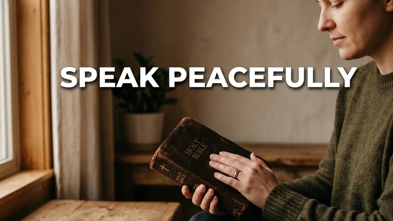 Person holding Bible calmly representing reading Scripture at a funeral