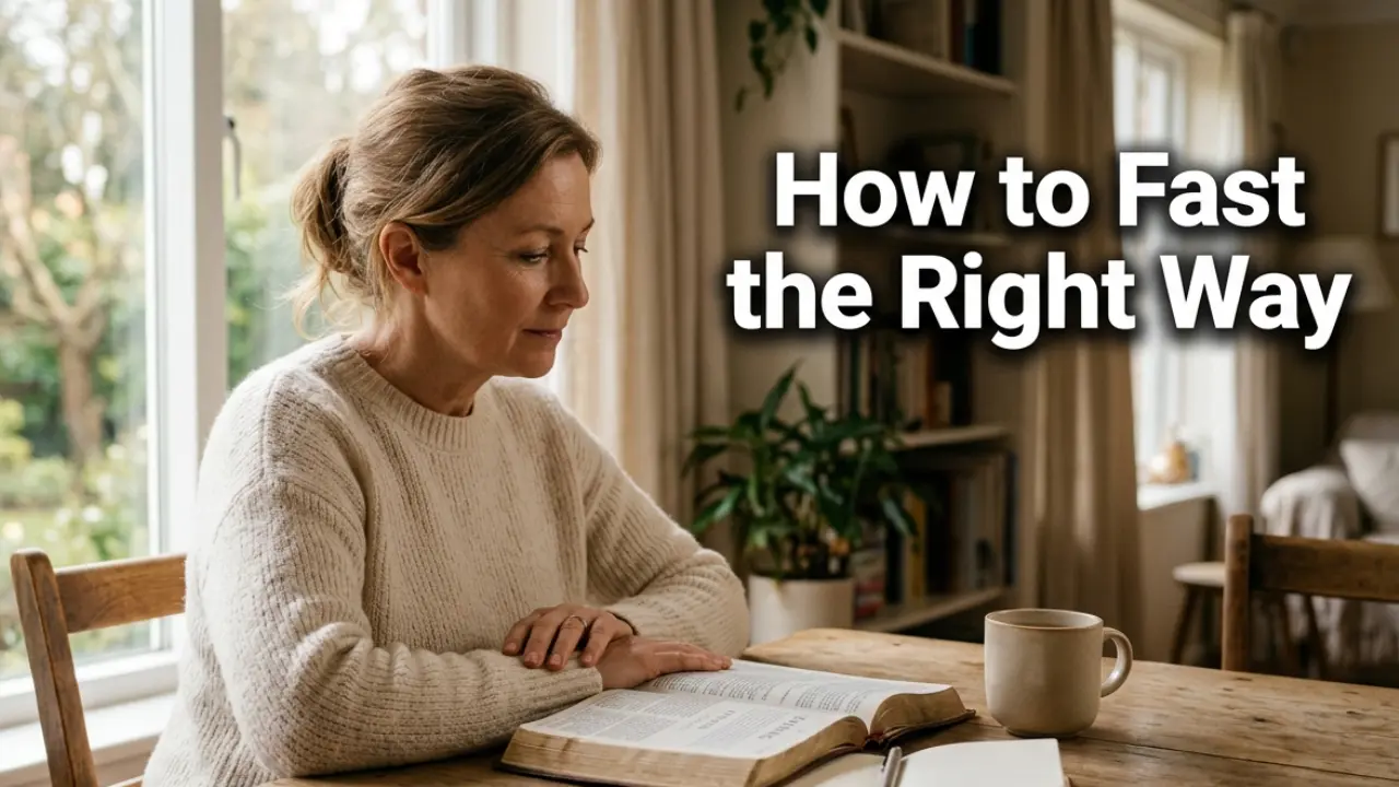 person reading Bible quietly during Christian fasting and prayer time