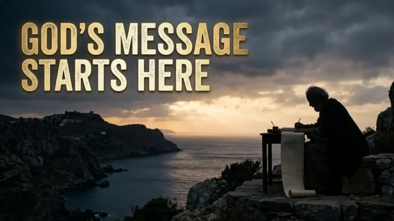 Ancient scroll and dramatic light symbolizing Revelation 1:2 and John’s testimony