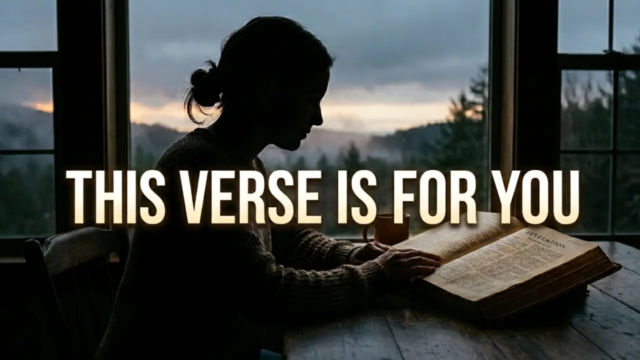 Reader studying Revelation 1:3 in quiet light with a thoughtful and reverent mood.