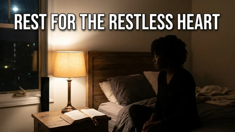 Person awake at night beside Bible representing Christian struggle with insomnia