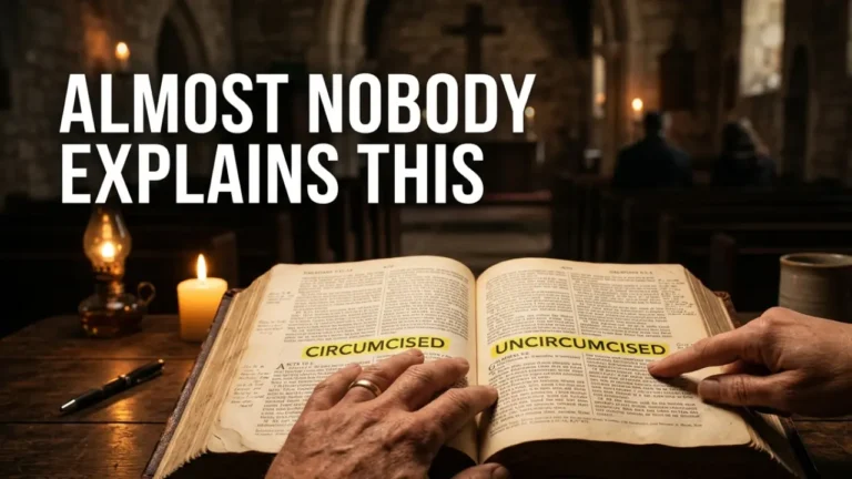 Open Bible with highlighted words circumcised and uncircumcised under warm light symbolizing covenant and spiritual meaning in Scripture.