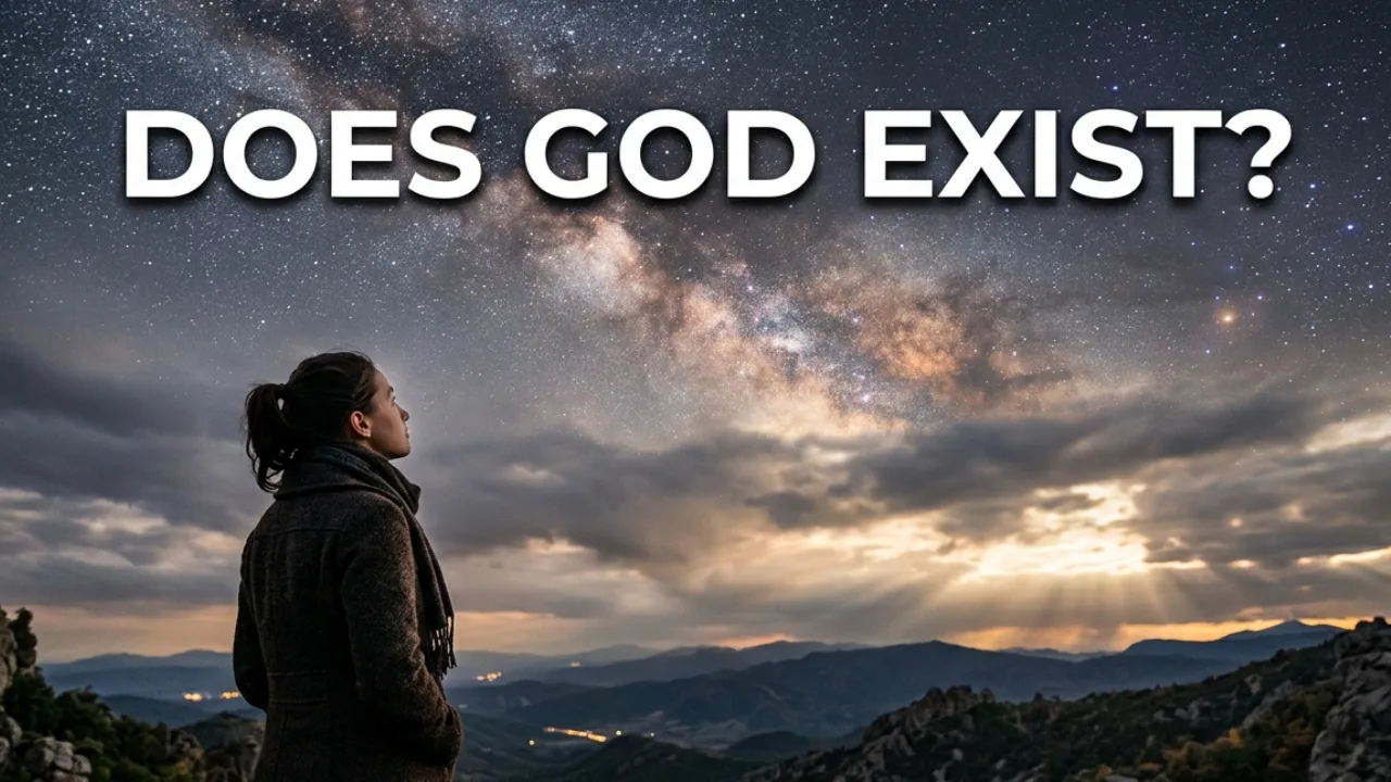 Person looking at the universe symbolizing questions about God’s existence