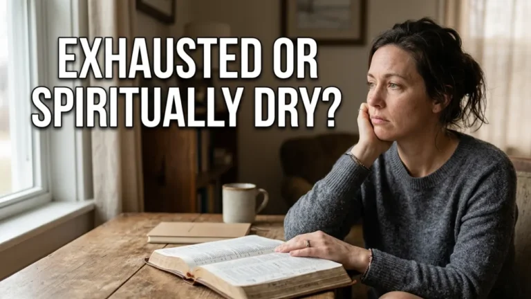 Person reflecting emotionally while reading Bible representing spiritual exhaustion