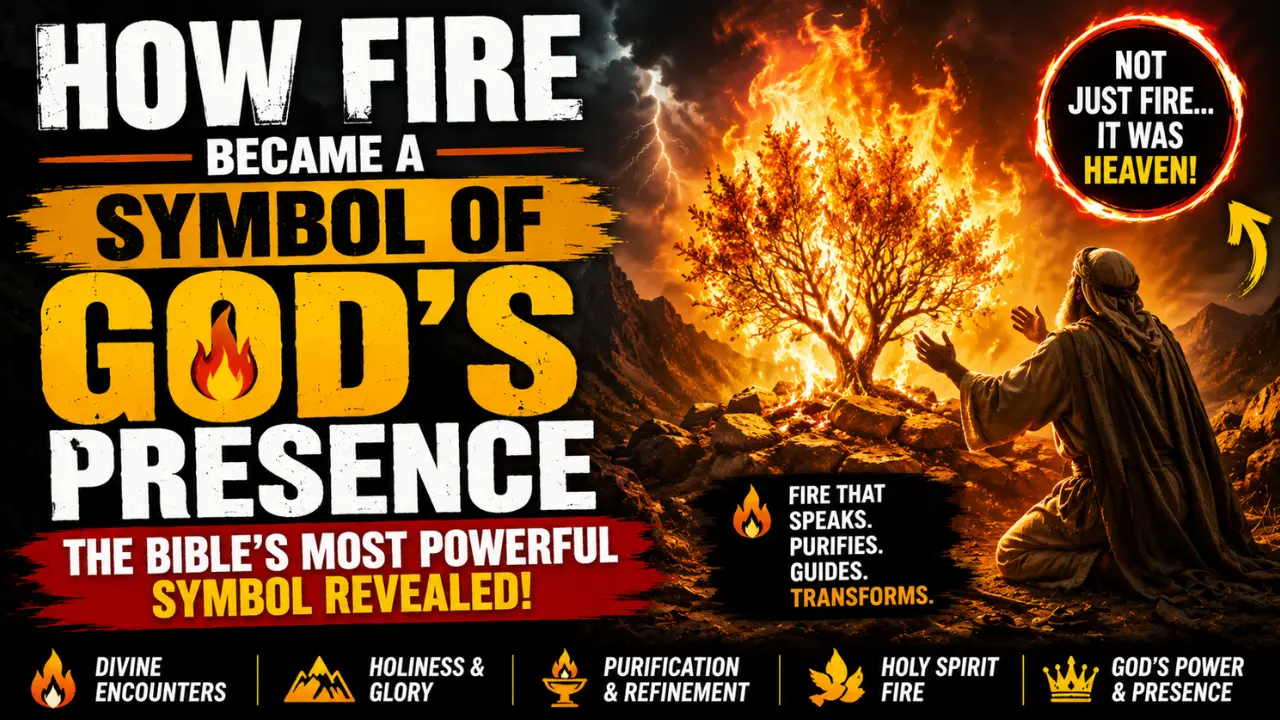 Spiritual symbolism of fire in the Bible featuring Moses, heavenly flames, and the fire of Pentecost